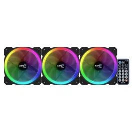 Aerocool Orbit RC Pack de 3 Ventiladores con Iluminación LED RGB y Mando a Distancia